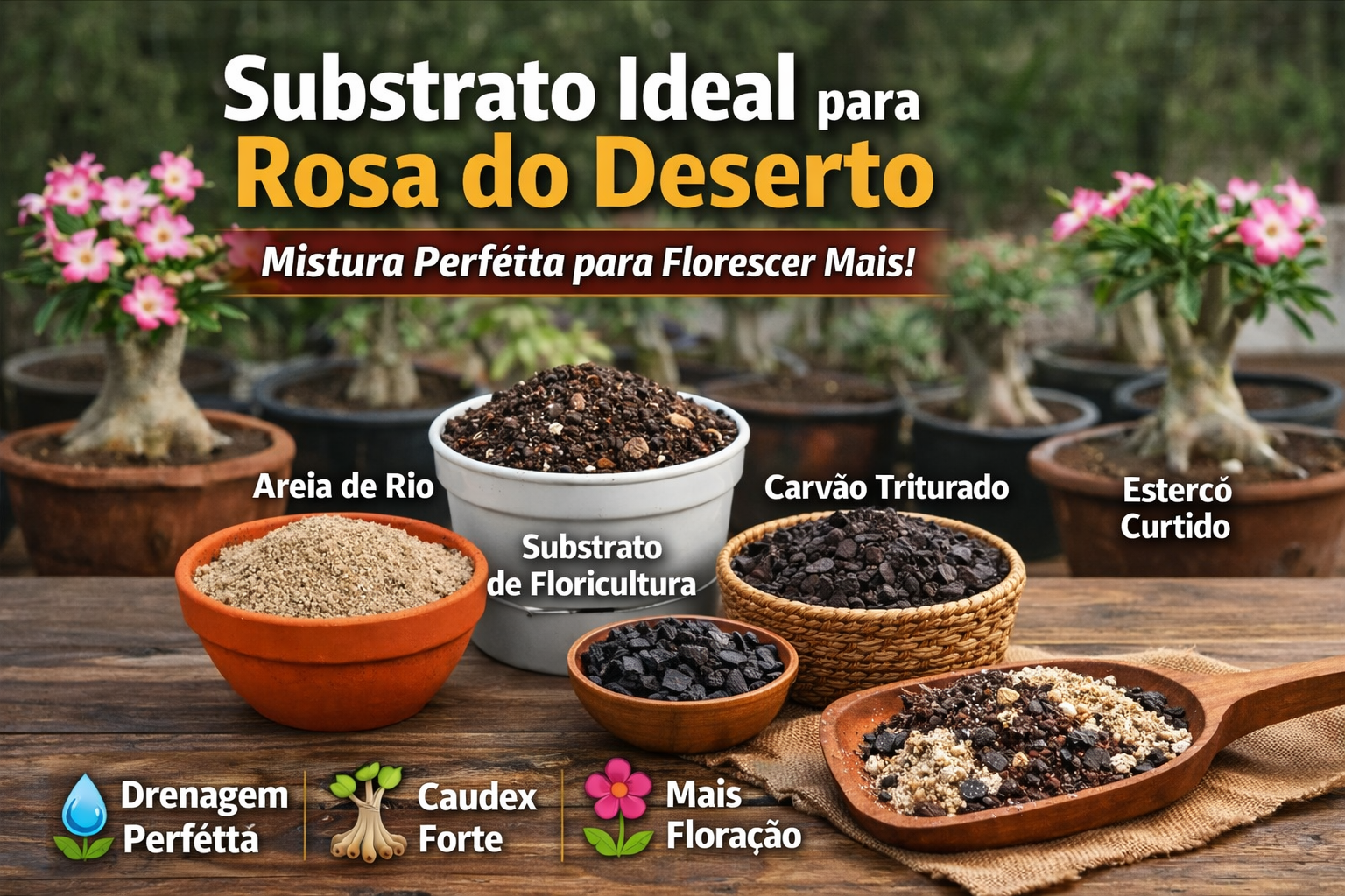 Substrato Perfeito para Rosa do Deserto: A Mistura que Faz a Planta Florescer Mais e Evita Podridão nas Raízes